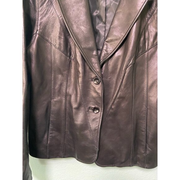 Worthington Lambskin Leather Women's Black Jacket with Buttons Size Large - Picture 4 of 8